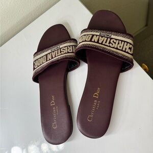 Dior Burgundy Slide Sandals